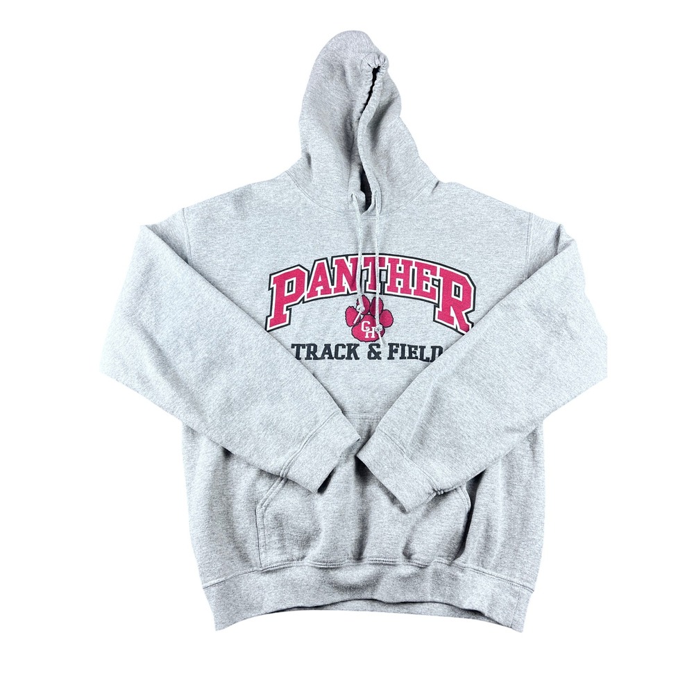 Gildan Panther Track‎ Field Hoodie Sweatshirt Gray Medium M Graphic Pullover